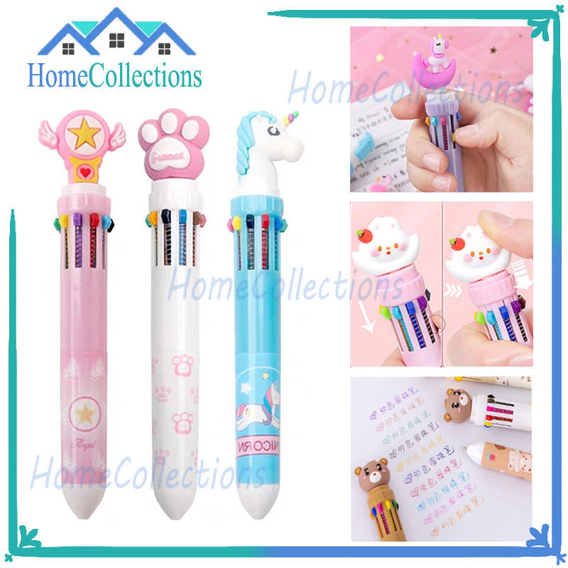 Pulpen 10 Warna Karakter Beruang Lucu/Pena Karakter Mekanik 10 Warna Unicorn/Pulpen Karakter Lucu