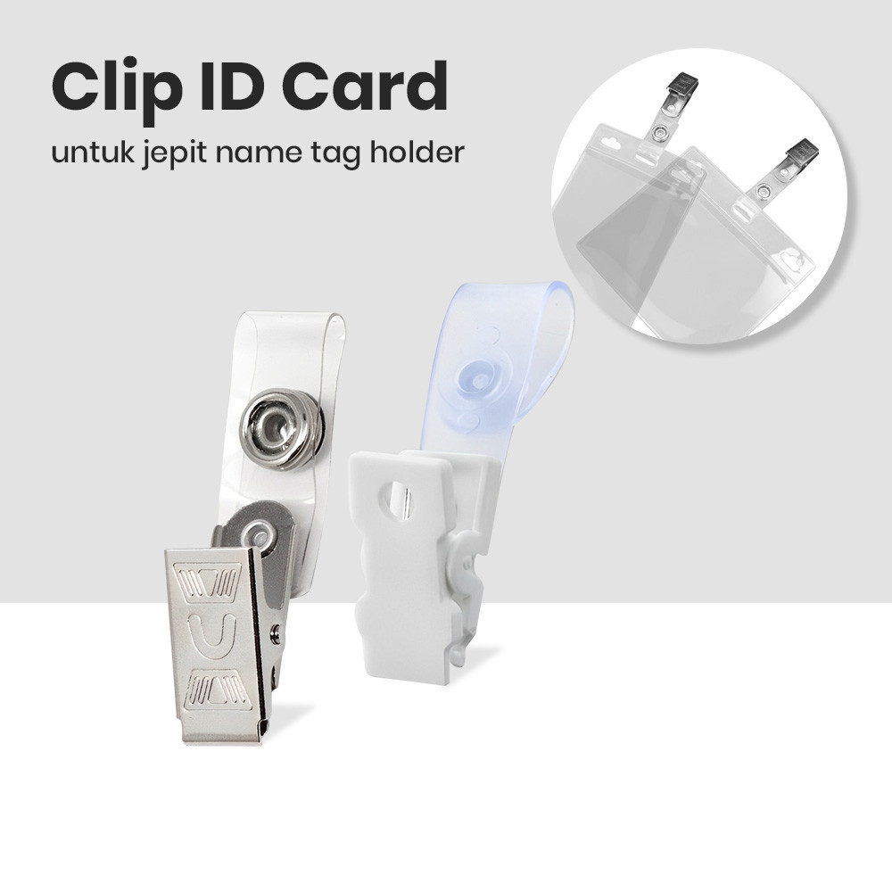 

CLIP HOLDER ID CARD Plastik Logam Untuk Jepitan Name Tag ID Card Capit Klip Buaya