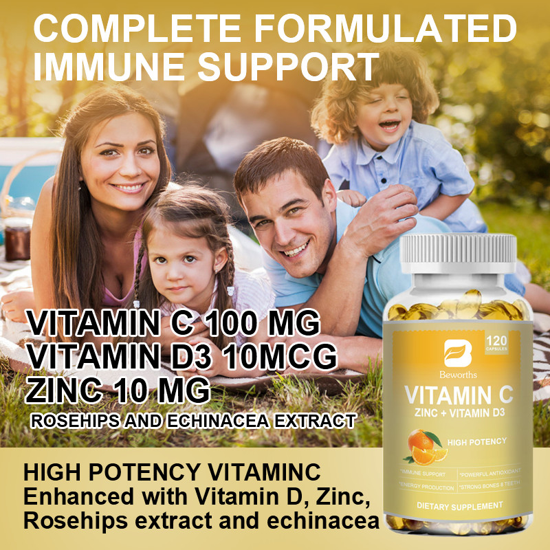 Beworths Biotin Vitamin C With Zinc Capsules Vitamin C 100Mg, Zinc 10 Mg, Vitamin D3 250 Iu