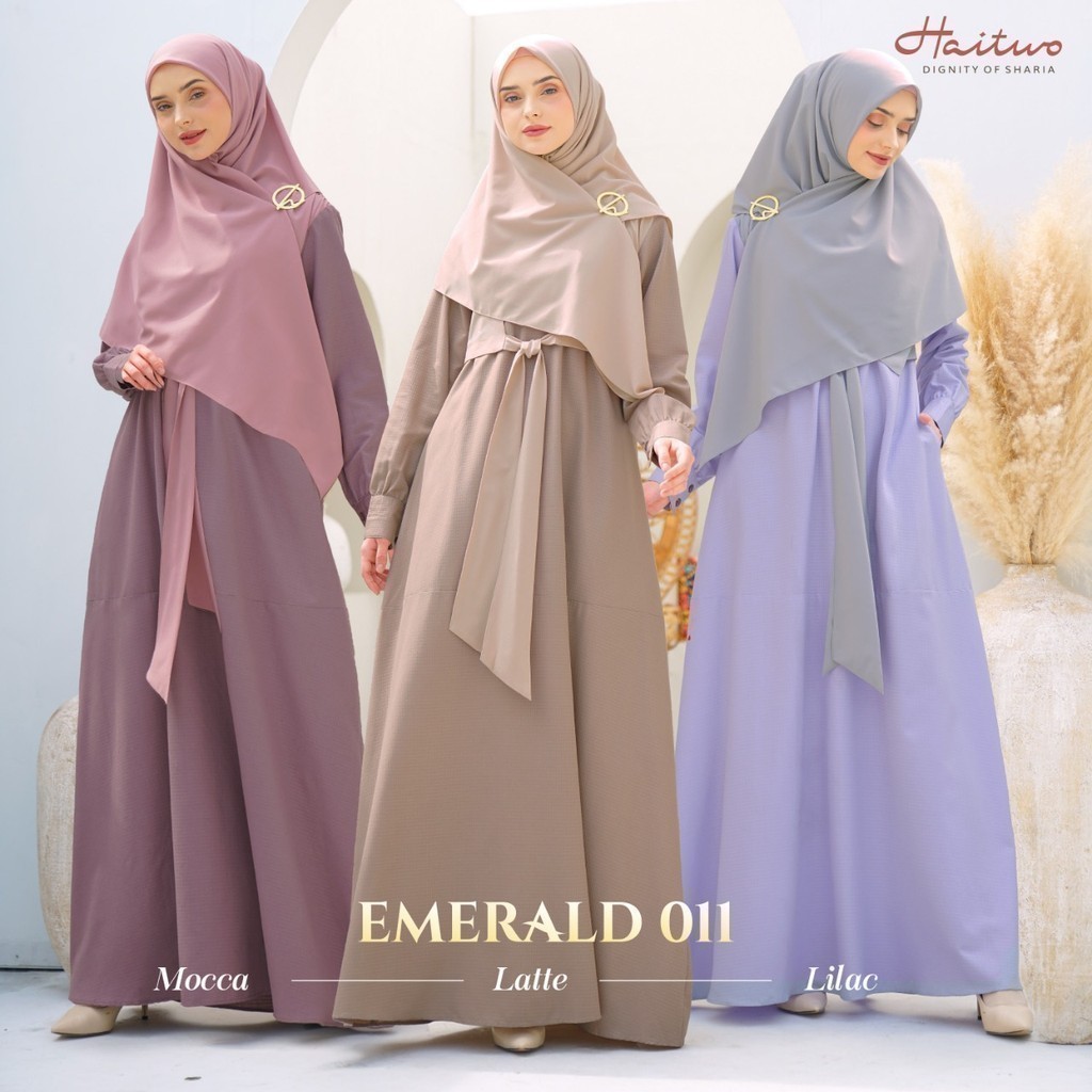 PROMO gamis katun casual polos EMERALD 011 dress premium Original by Nibras