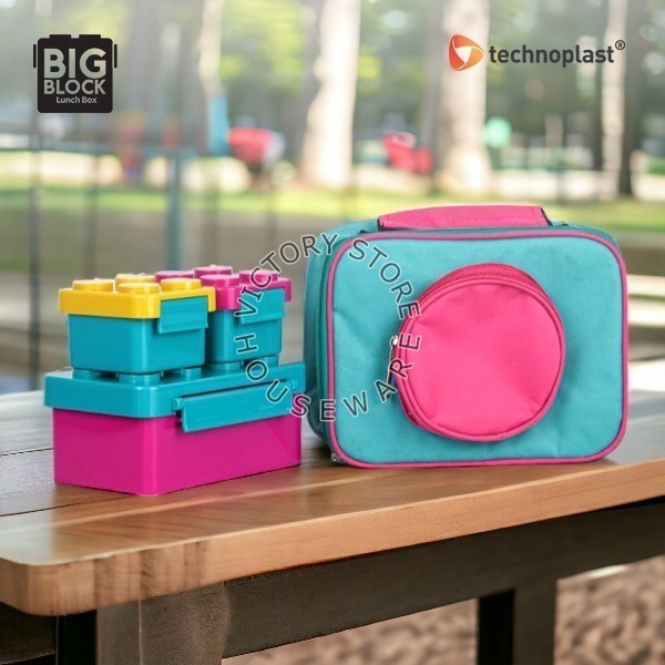 TECHNOPLAST Big Block Lunch Box Set/Tempat Makan Set Big Block + Tas