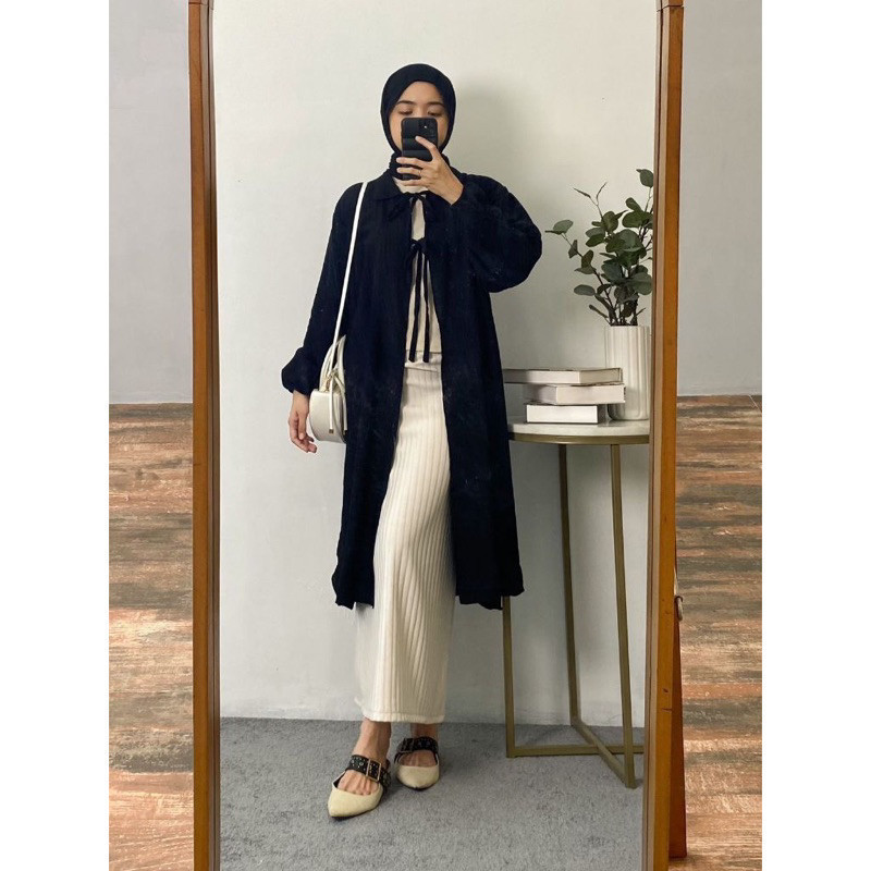 JALLProNew - Pakaian Wanita Zefa / ARAYA LONG OUTER TALI PITA SHAKILA / Outer Tunik Remaja Motif Pol