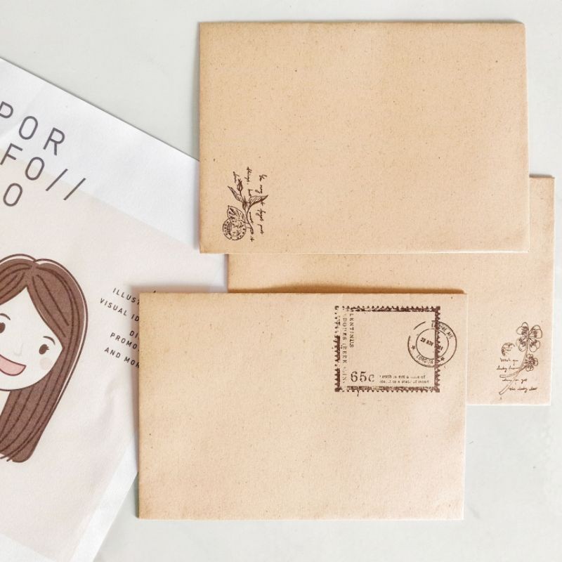 

[ , ] Amplop A6 Coklat Craft Motif Stempel Aesthetic