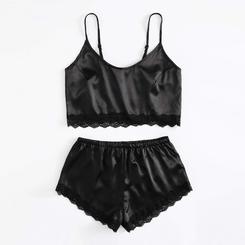 Baju tidur Tanktop Lingerie Sexy Celana Pendek Satin / baju tidur /  baju dinas malam wanita hot / b