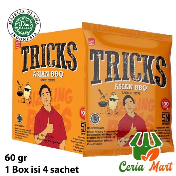 

Biskuit Kentang Tricks Baked Potato Chips Asian BBQ 60 gr Box isi 4