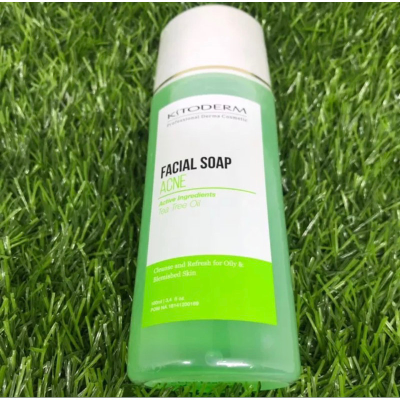 kitoderm facial soap acne hijau / acne hijau susu / bening ready stock