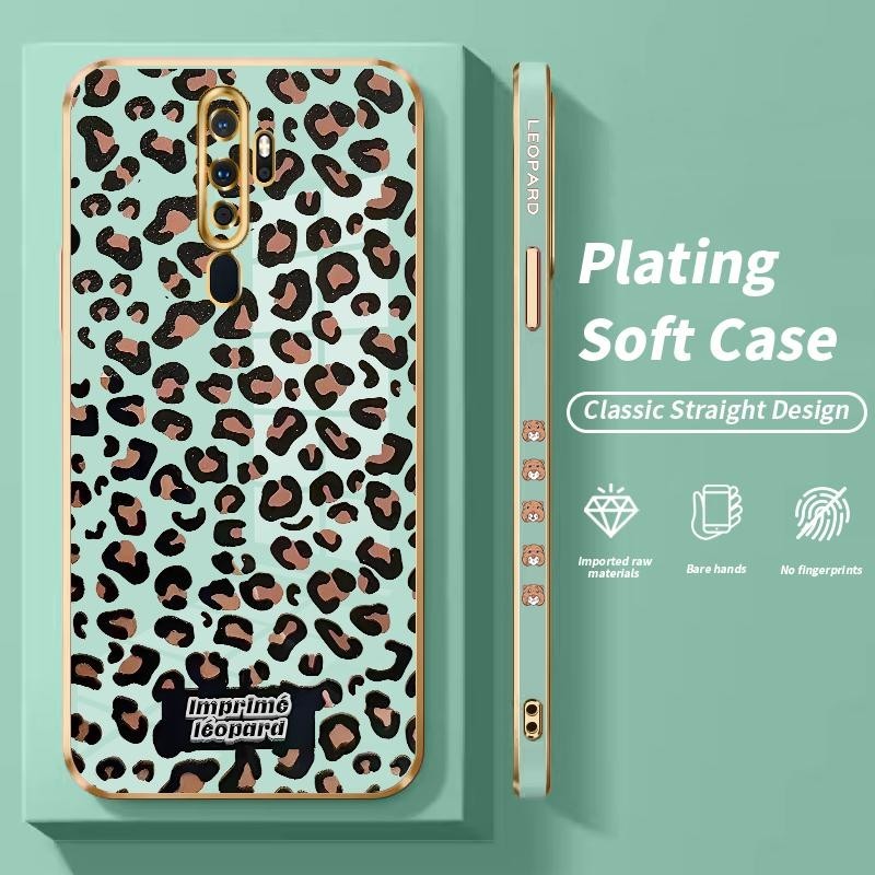 Case Hp For Oppo A9 2020 A8 A83 A91 A92 A93 A94 A95 A96 A96 5G A98 A9x Ins Leopard Prints Square Ele