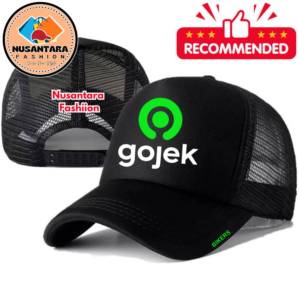 Nusantara Fashiion Topi Trucker GOJEK - Topi Distro GOJEK Logo - Topi OJOL GOJEK Premium - Topi Pria