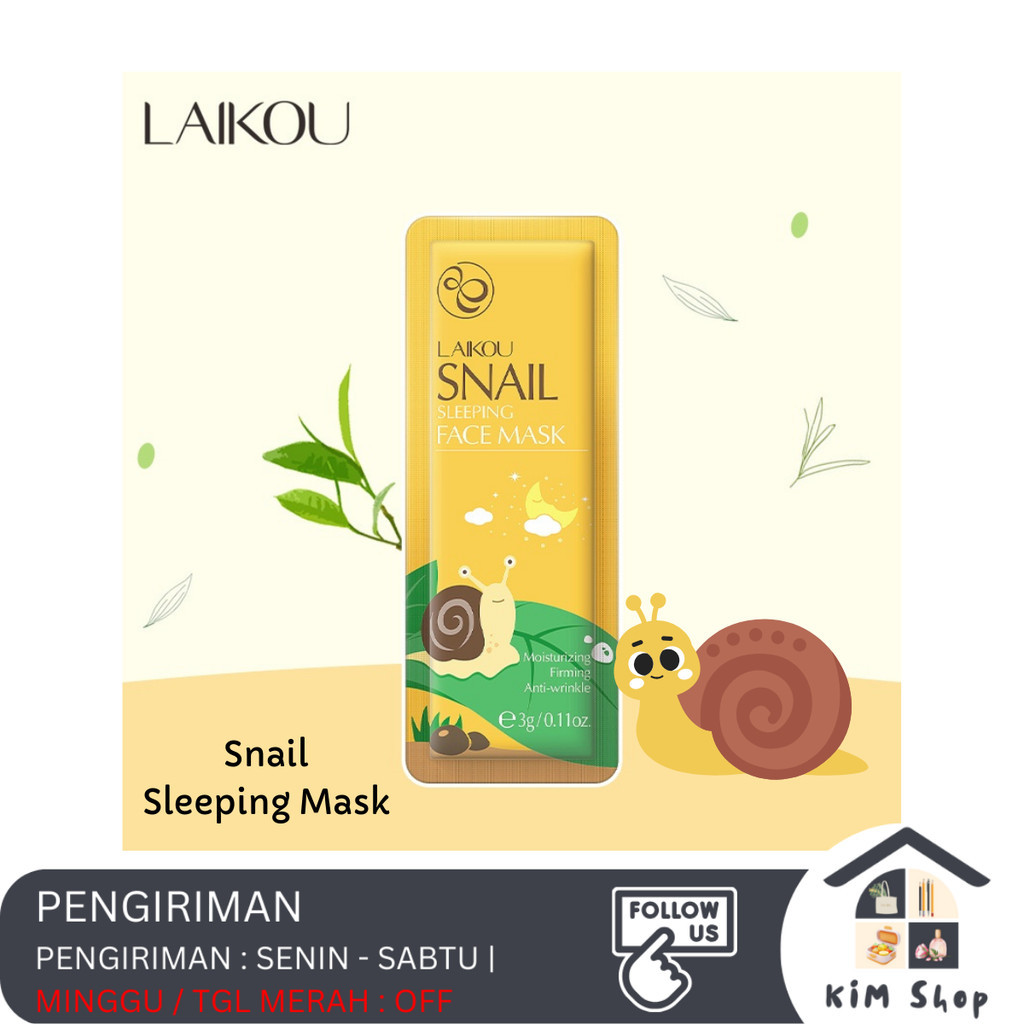 KIM SHOP LAIKOU Snail Sleeping Mask Anti Aging Wrinkle Anti Penuaan Kerutan Masker Tidur Krim Malam