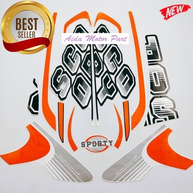 Striping Stiker Polet List motor honda scoopy 2017 sporty putih oren list body standar model origina