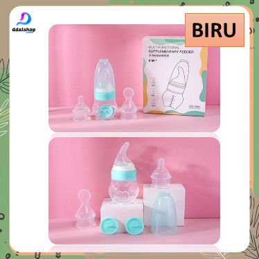 

[[ K23 - BEST SELLER ]] Botol Susu dan minum Bayi dot spoon multifungsi bahan silikon - Biru