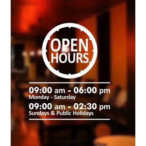 STIKER STICKER CUTING CUTTING CUSTOM OPEN HOURS CLOSE JAM BUKA TOKO WAKTU BUKA