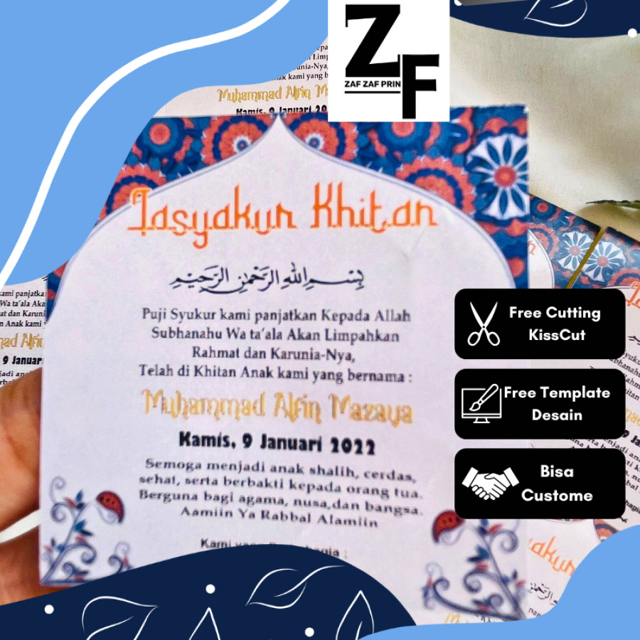 

ZAF 2-6 STIKER TASYAKURAN KHITAN / SYUKURAN KHITAN / WALIMATUL KHITAN STICKER BAHAN CHROMO