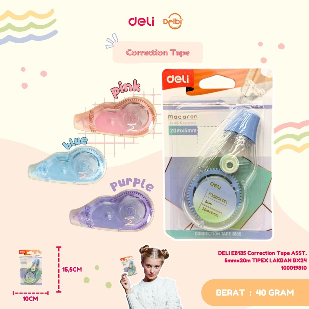 

Deli E8135 Tipe X Koreksi Pulpen 5mm x 20m cepat kering bisa langsung menulis DELI E8135 Correction Tape ASST. 5mmx20m TIPEX LAKBAN
