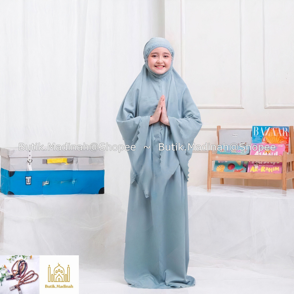 MUKENA ANAK AZZURA TRAVELING 2 IN 1 FATIMAH KATUN FREE TAS SAJADAH AMPLOP-MUKENA AZZURA