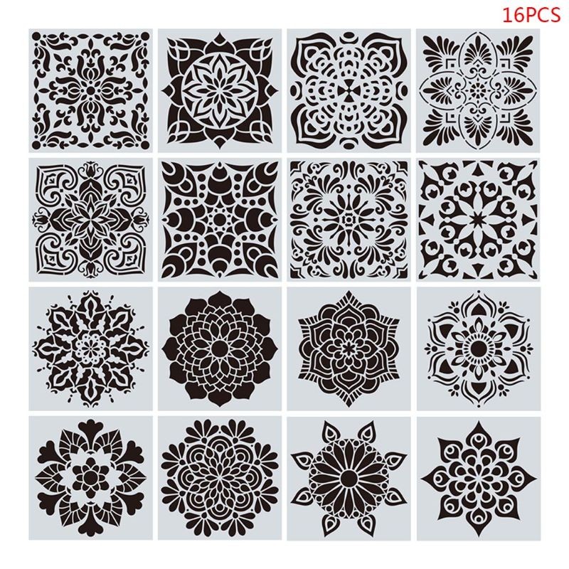 

16pcs/set Mandala Stencils DIY Drawing Template Painting Scrapbooking Paper Card