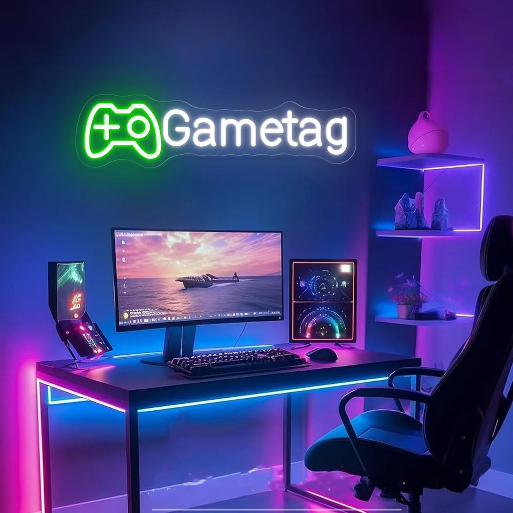 

Gamer Tag Username Neon Sign,Custom Gamepad Nametag Neon Sign, Personalized Gift For Him, Gamer Twitch Decor Game Room Decor