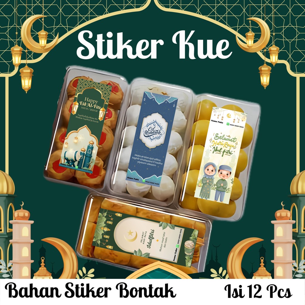 

1 Hari Jadi (ADW) 16PCS Sticker Toples Lebaran Idul Fitri - Hampers Lebaran- Stiker Kue Parcel Lebaran Terbaru anti Luntur Free Custom