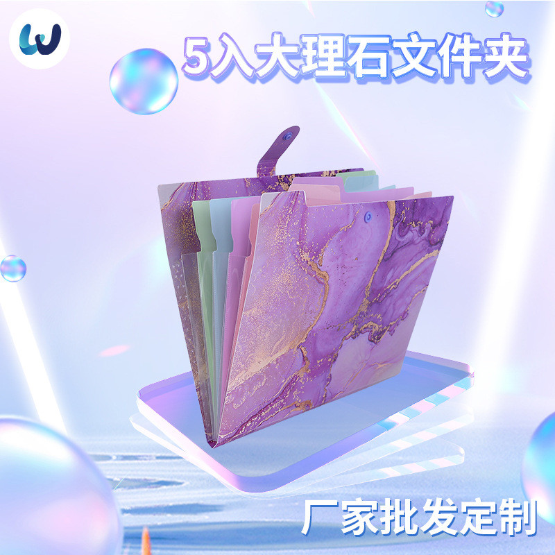 

Portable Document Folder 5 Pieces New Marble Gold Folder Test Paper Multi-layer Test Paper Office Financial Document Bag