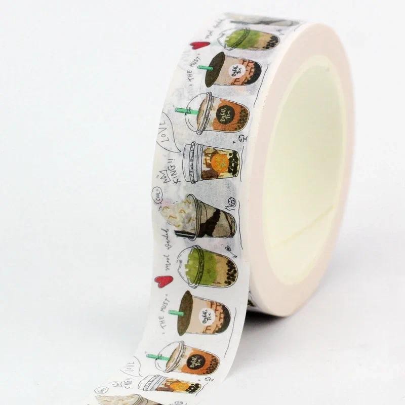 

NEW 1PC 10M Decor Set of Bubble Pearl Milk Tea Coffee Washi Tape for Scrapbooking Craft Masking Tape Cute Journal Stationery