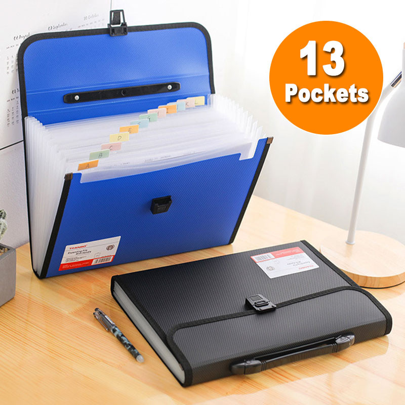 

Portable 13 Pockets A4 Size Expanding Folder Paper Document Storage Organ Bag For Office Student School Supplies