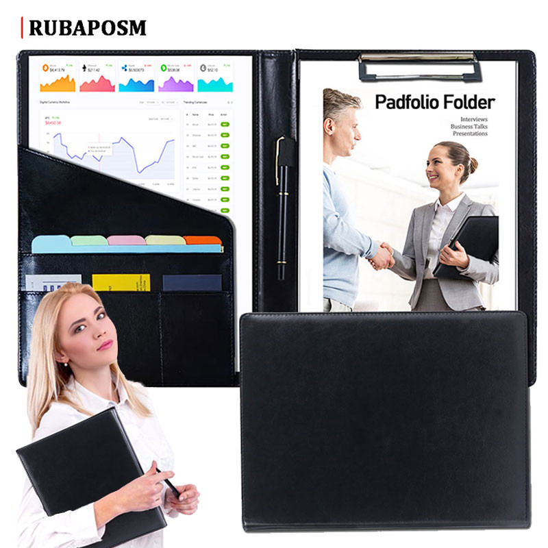 

Folder for A4 Documents Leather File Organizer PU Business Contract Portfolio Manager Clipboard Book Holder Office School Supply