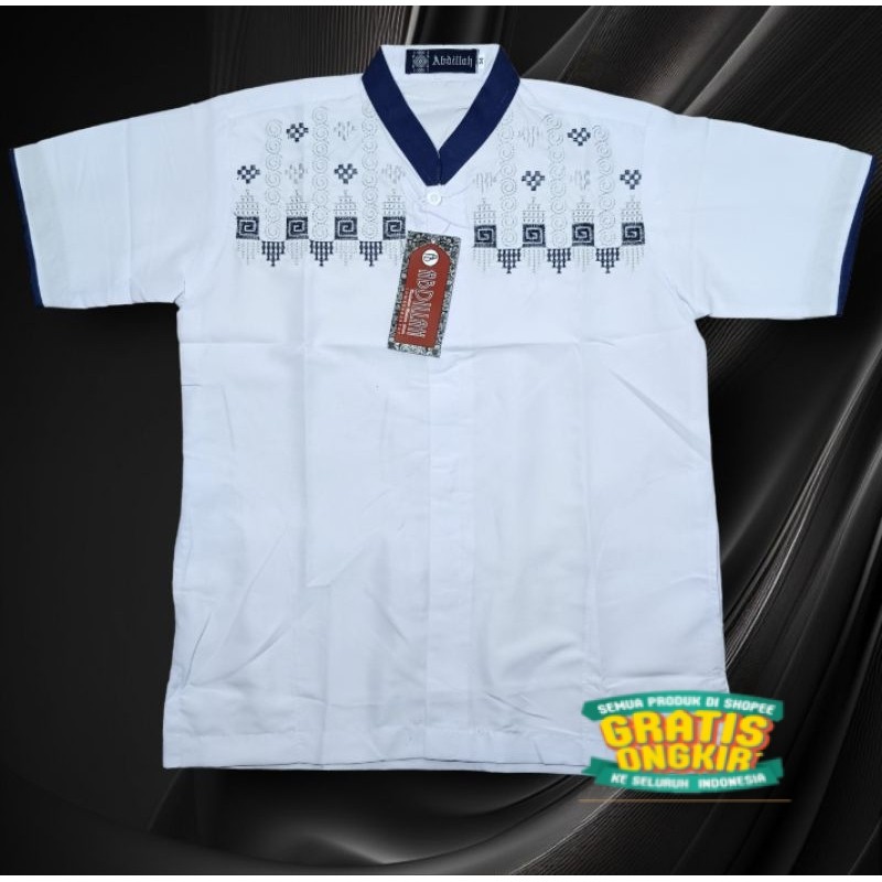 BAJU KOKO ANAK 5-13 TAHUN PUTIH BERSIH LENGAN PENDEK BORDIR BAGUS BAHAN KATUN/ TK SD SMP anak kecil 