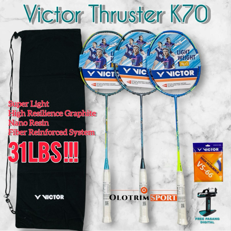 Raket Badminton VICTOR THRUSTER K70 70 gram 6u 7u T K ORI VICTOR