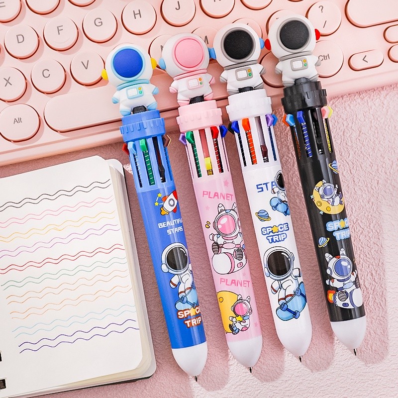

10warna 0.5mm Lucu Kartun Astronot Seri Ditarik Pena Bola Siswa