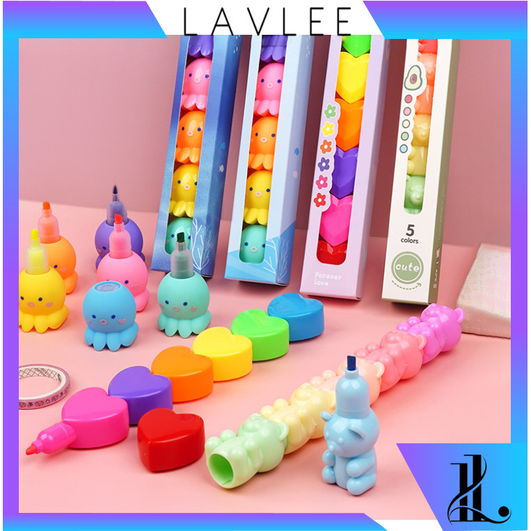 

LAVLEE - S6295 Set Stabilo Pastel Lucu / Highlighter Tumpuk 1 Set / Textliner Motif Karakter Lucu / Spidol Pastel Lucu Warna Warni