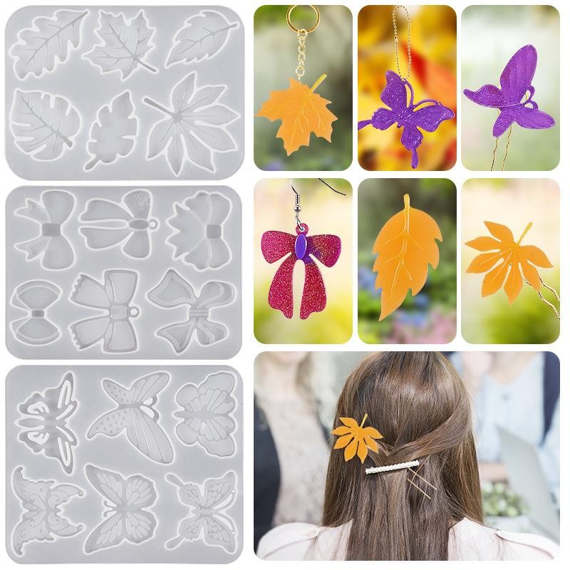 

DIY Bow Butterfly Hairpin Hair Clip Patch Silicone Mold For Ring Earrings Pendant Epoxy Resin Casting Mould Jewelry Making Tools