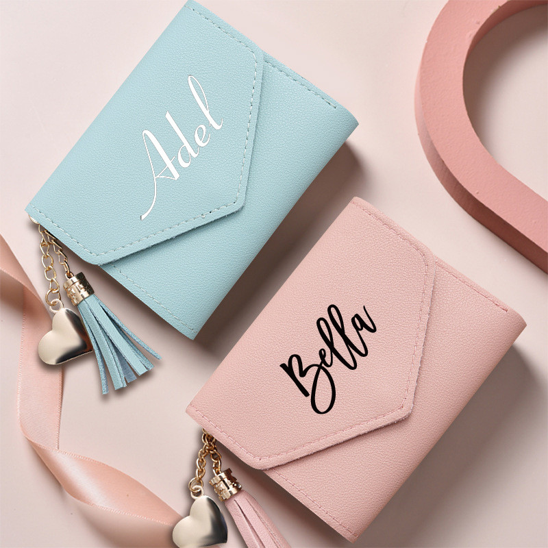 

Personalized Women Leather Wallet Card Bag Bridesmaid Bridal Party Engraving Minimalist Wallet Wedding Gifts Bachelorette Favors