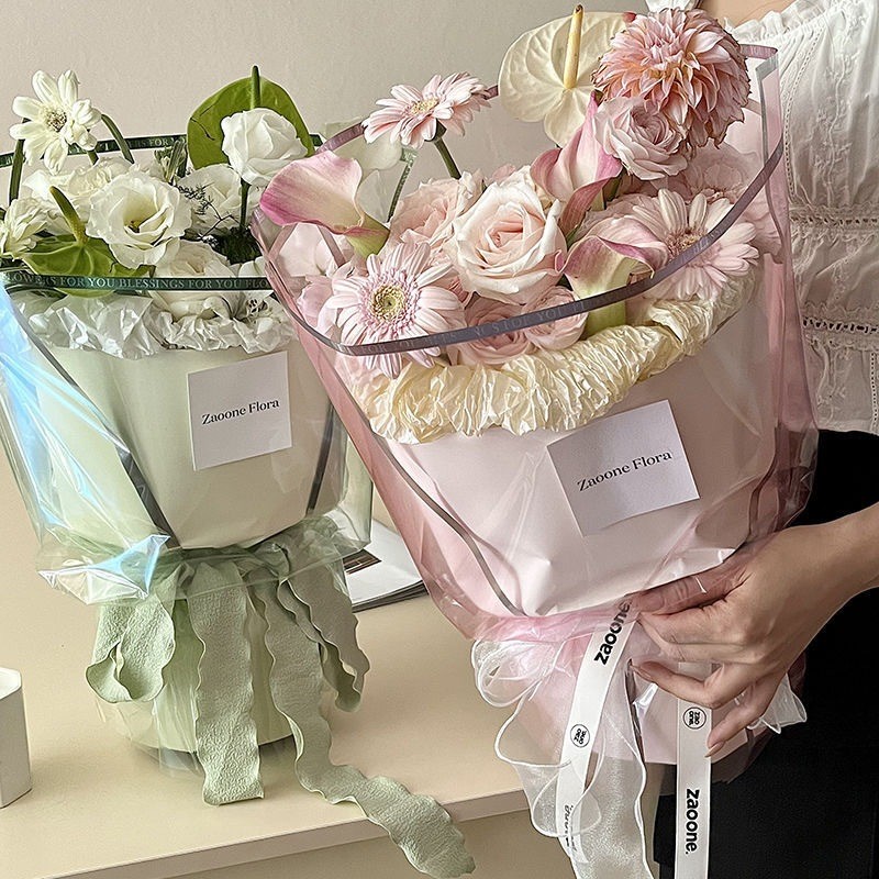 

(20 lembar) SINOWRAP FLower Wrapping Paper / Clear List Frame Opp Kertas Bunga Buket Cellophane Bening Warna List