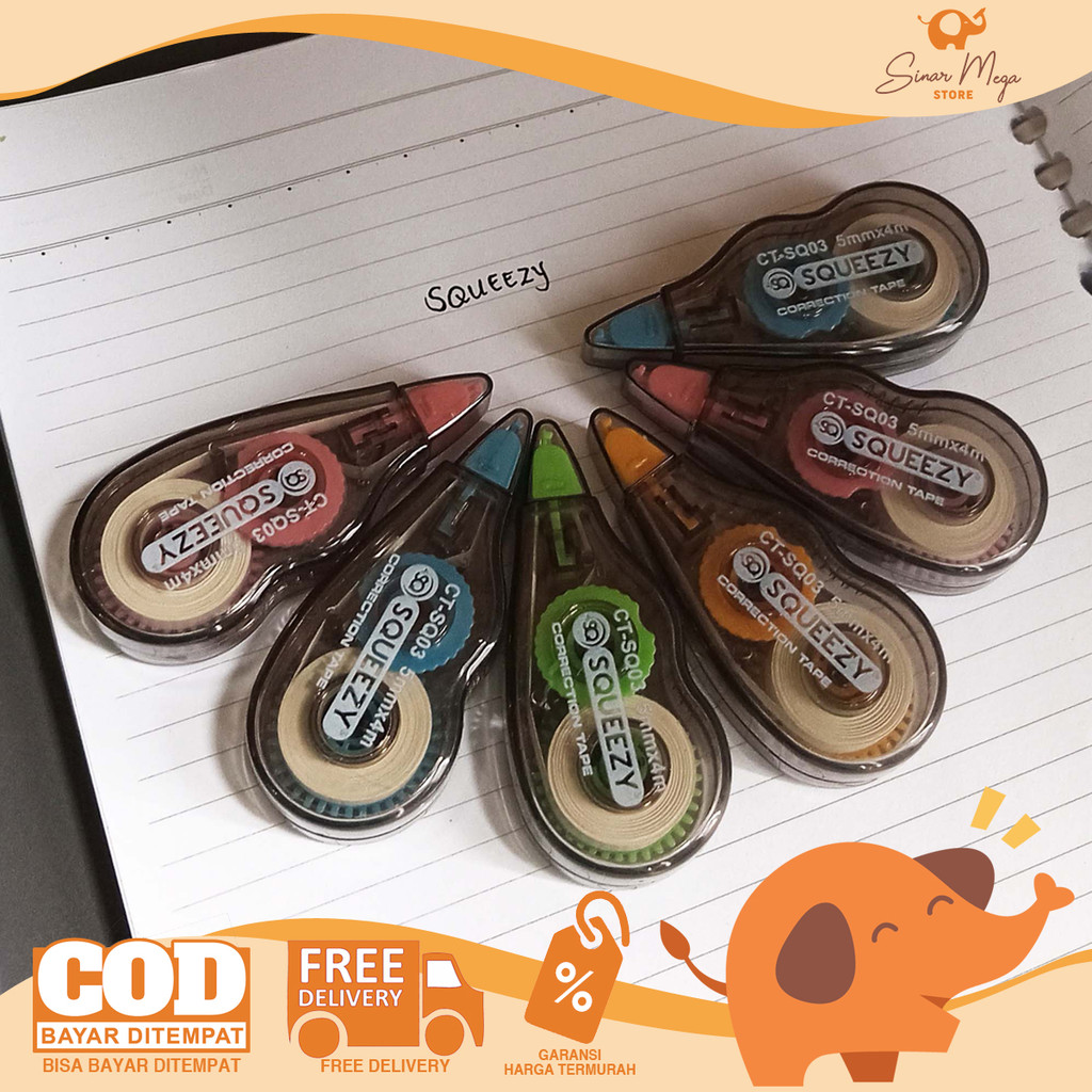 

SQUEEZY Correction Tape Set Isi 6 CT-SQ03 - Pita Koreksi Tip-ex Kecil Murah