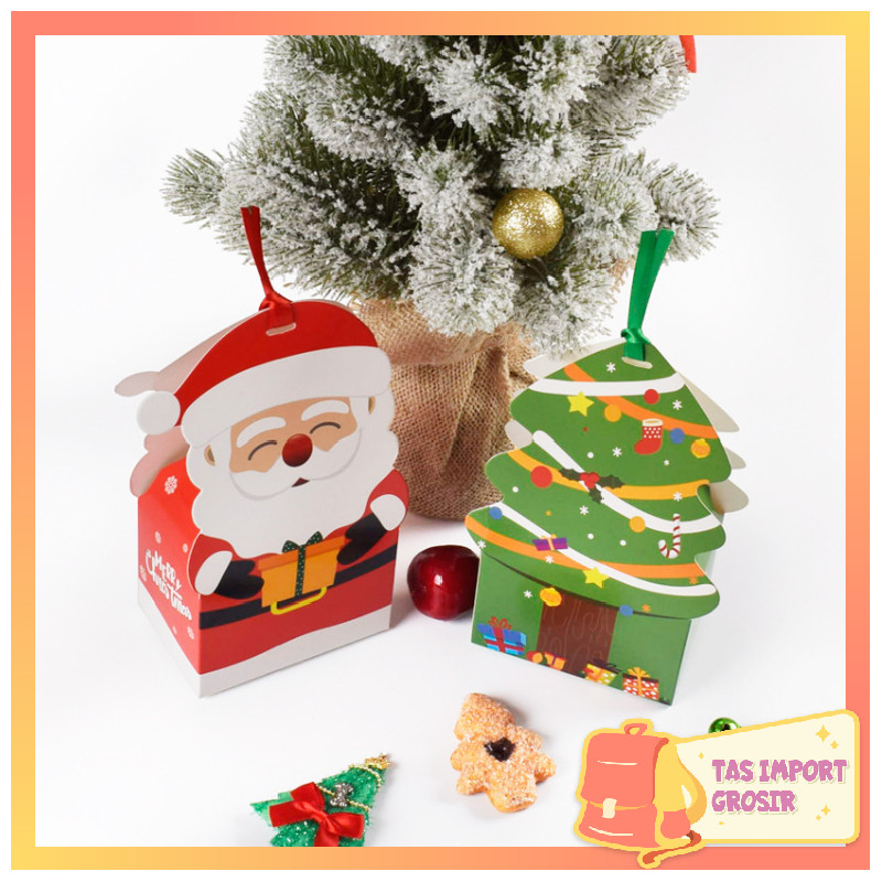 

Tas Import - 6463 Gift Box Unik Natal Motif Tentengan / Kotak Hampers Tentengan Xmas / Goodie Bag Motif Natal / Box Coklat Permen Natal