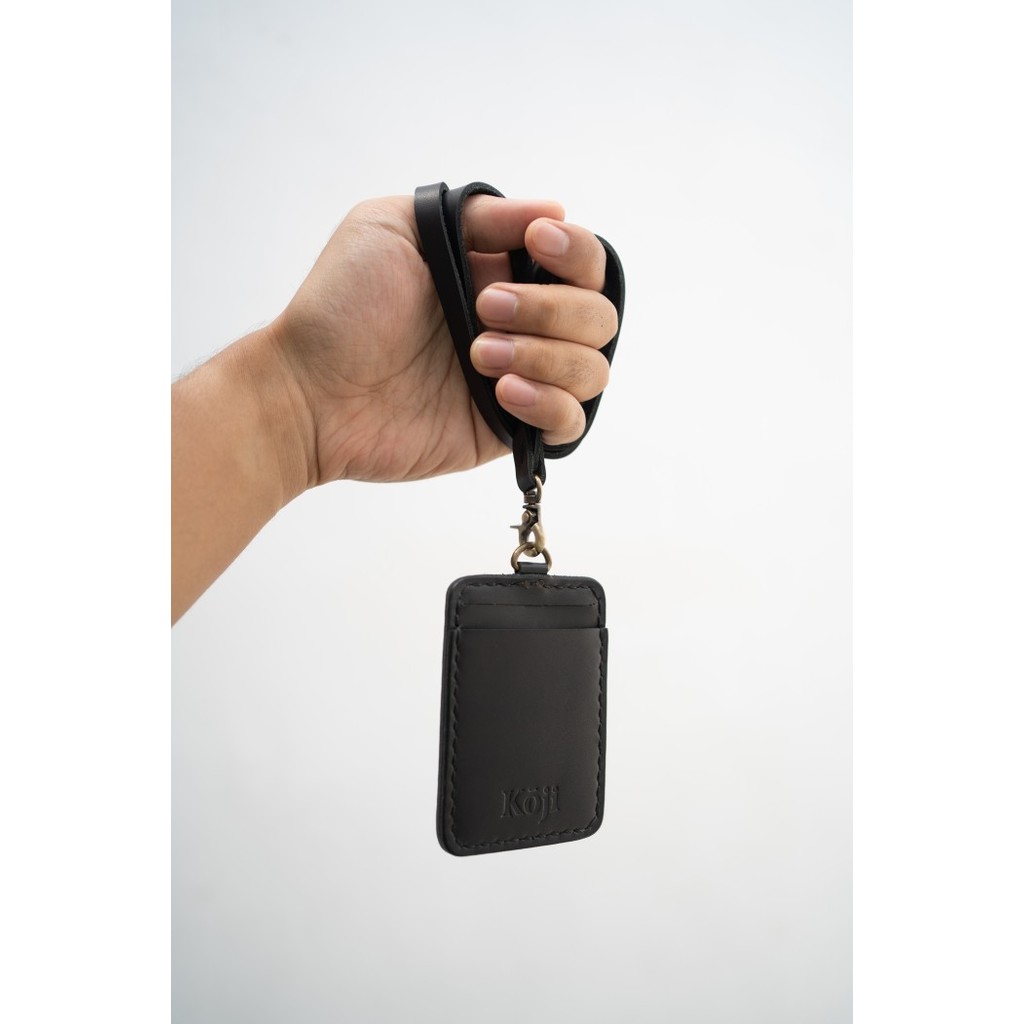 

ANDMA Lanyard Kulit Minimalis - Tali ID Card (Leather Lanyard) - Black, Allsize
