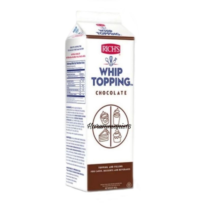 

pekanbaru / RICH'S GOLD WHIP TOPPING COKLAT 907g/ WHIPPING CREAM RICH GOLD COKLAT/WHIPPING CREAM (907g)