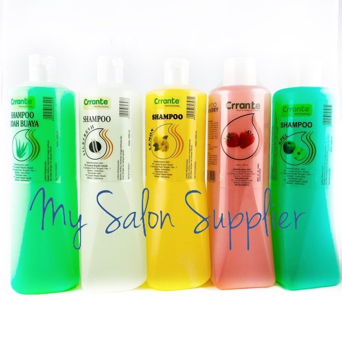 Crrante Shampoo 1000ml / 1 Ltr Lidah Buaya / Silk Fresh / Lemon / Strawberry / Apel (diskon)