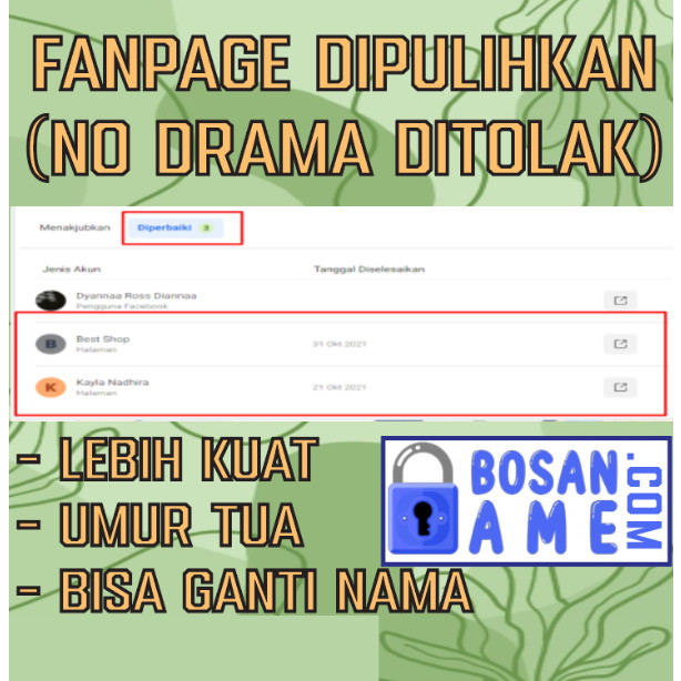 Fanpage / Fanpages / FP Dipulihkan Untuk Akun FB/Facebook Ads (Anti Drama Ditolak) Business Manager 