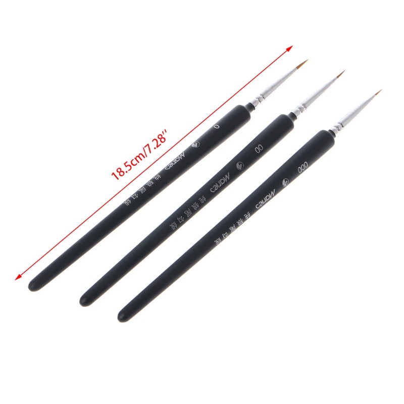 

3Pcs Miniature Paint Detail Brush 0/ 00/ 000 Wolf Hair Professional Fine Detailing For Art Supplies Drawing Art Pen Paint Brush