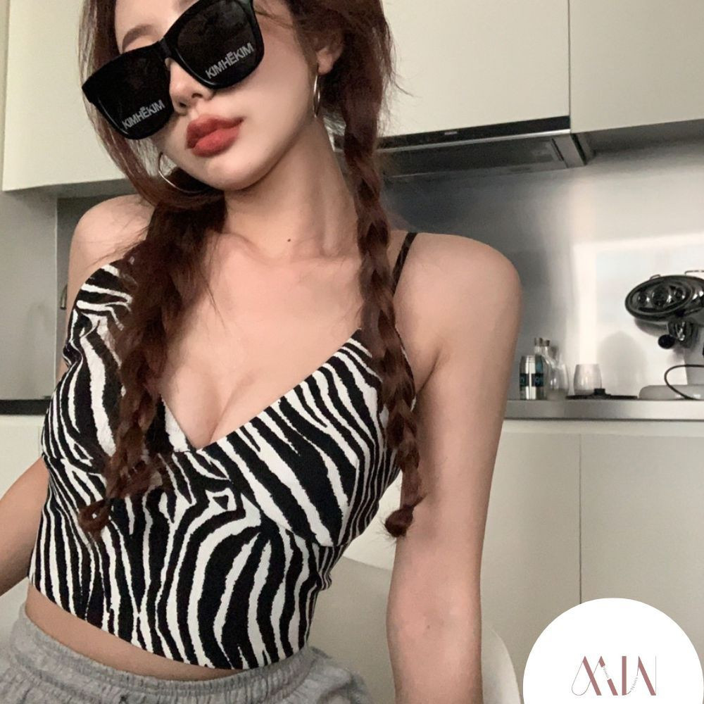 GK - TANKTOP COP MOTIF GARIS  WANITA TANKTOP PRINTED ZEBRA KOREAN FASHION