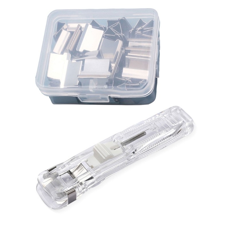 

Multifunctional File Clamp Dispenser Handheld Paper Clamp Dispenser 40-50 Sheets Capacity, Metal Paper Clamp File Clip