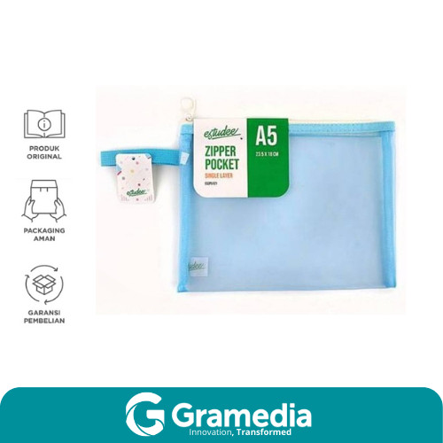 

[Gramedia Cijantung] Estudee Zipper Pocket Single Layer A5 Soft Blue Eszp5121