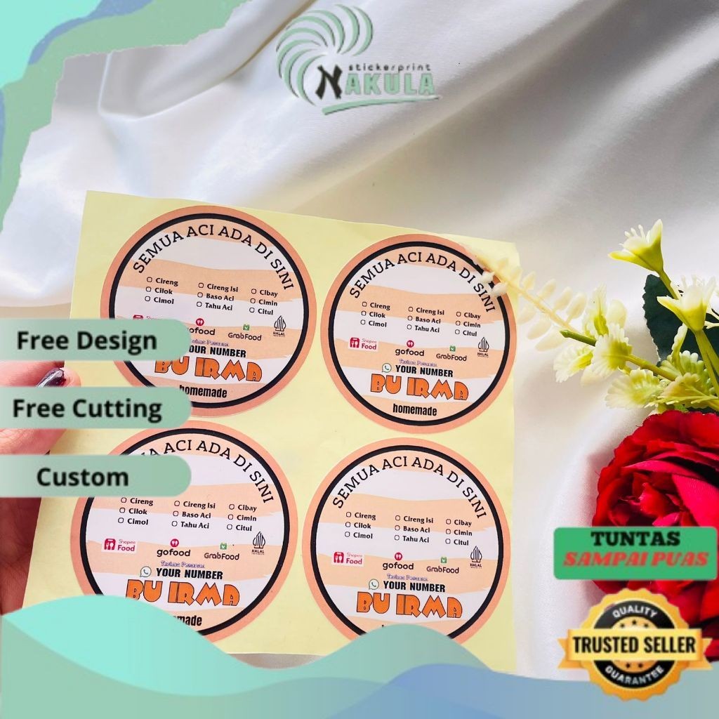 

NKL 2-4 Cetak Stiker Label Kemasan Cireng Cilok Cibay Sticker Bulat Free Desain Custom Brand