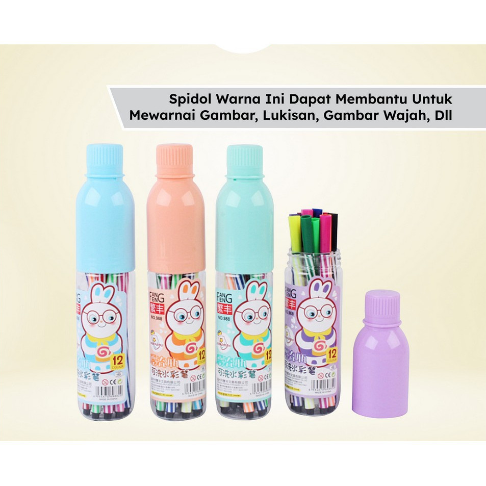 

smg - Spidol Warna Warni HANOI / Alat Lukis Marker Spidol Mewarnai / Alat Tulis Anak / Pena SPIDOL 12 Pcs
