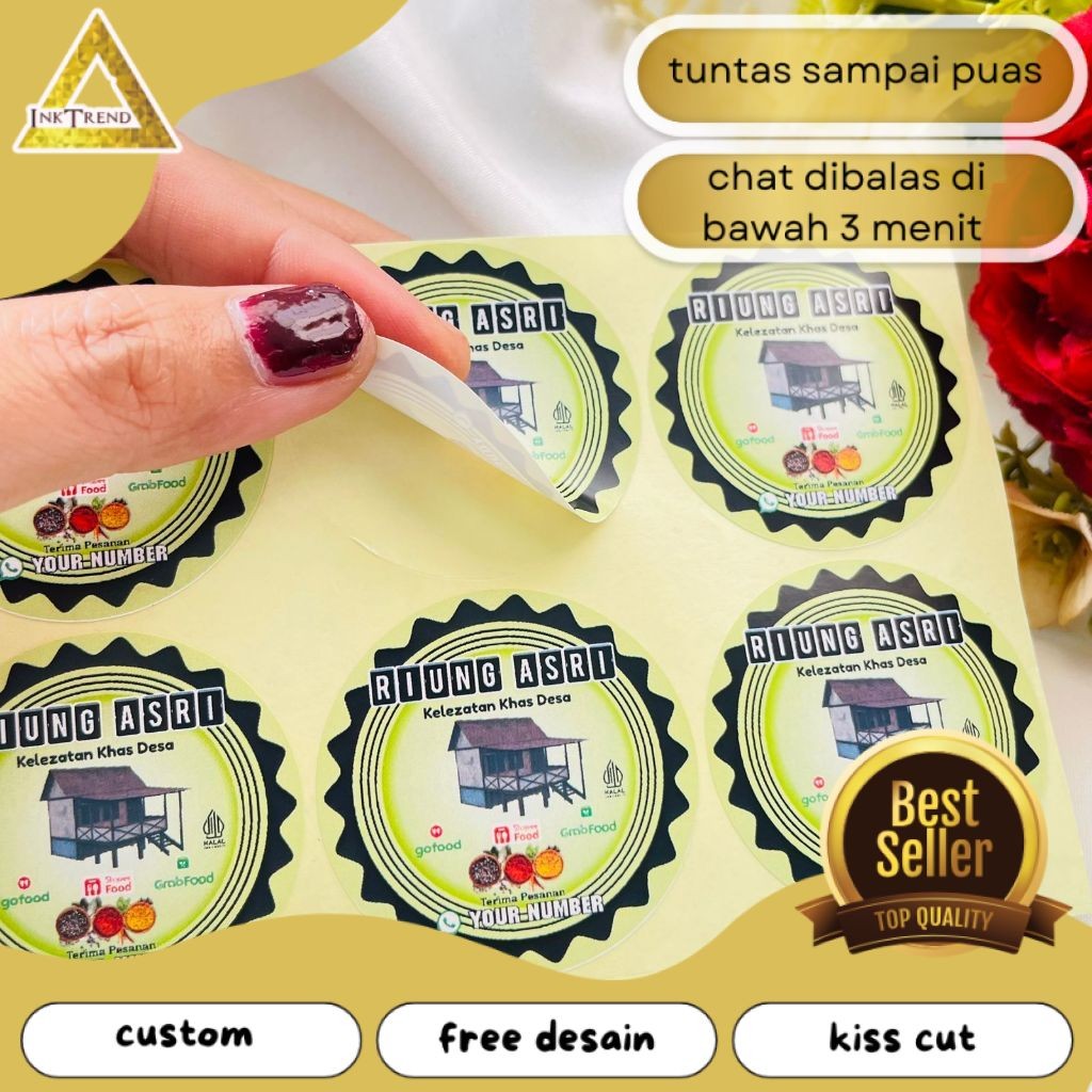

INKA 5-8 Ready Cetak Sticker Murah Label Ruman Makan Free Desain Warung Nasi Restoran Custom