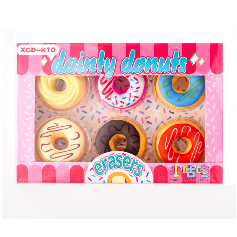 

6Pcs/lot Candy color donut Pencil Eraser DIY kawaii Erasers for kid School Supplies Stationery