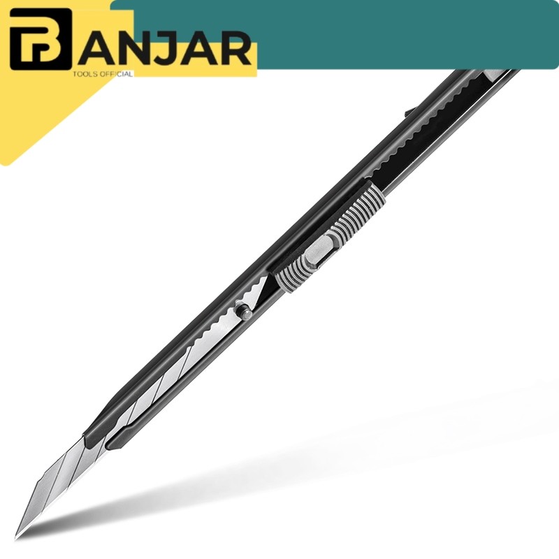 

Banjar Tools Cutter 9mm #9mm SK5 Black Finish Blade Auto-lock Push Button EDL007B