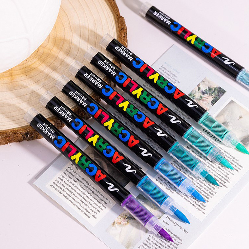 

Direct Liquid Acrylic Marker Pen Paint Brush Pen Painting Stone Ceramic Glas Wood Canvas Making Drawing Graffiti Coloring Pen