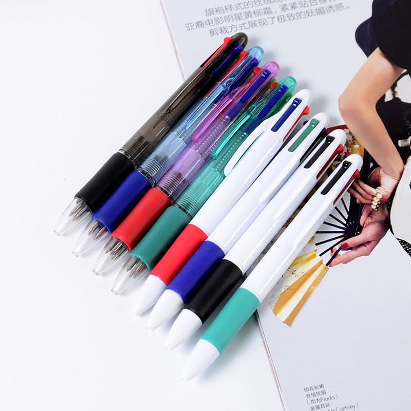 

4pcs 4 Colors Ball Pen Retractable Gel Pen 0.7mm Multi-Function Ball Pen Student School Office Supplies Stationery